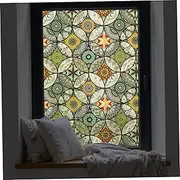 Stained Glass Window Film Stained Glass Window Cling 78.7x17.7 Inch Static Cling Window Privacy Film Heat Insulated ＆ Waterproof Frosted Window Film Non Adhesive Window Clings for Glass Windows