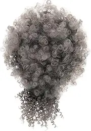 DECORNIJIA African Bubble Ponytail Curly Bundles Human Hair Ponytails Girl Drawstring Extension for Natural Clip Women Wavy Ponytail Afro Puff Ponytail Hair Accessories High Temperature Wire