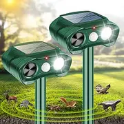 2025 Ultrasonic Animal Repeller Outdoor Cat Repellent Deer Repellent Devices with Motion Sensor & Flashing Light,Solar Deterrent for Rabbit Raccoon Dog Squirrel Skunk Out of Yard Garden,2 Pack