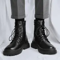 在飛比找Yahoo!奇摩拍賣優惠-【Owen shop】黑色馬丁鞋 高幫男 馬汀靴 高幫皮鞋 