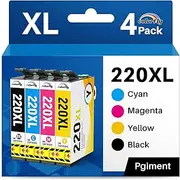 220XL Ink Cartridges Remanufactured Replacement for Epson 220 T220XL Ink Cartridges use for Workforce WF-2750 WF-2760 WF-2630 WF-2650 WF-2660 XP-320 XP-420 Printer (Black, Cyan, Magnta, Yellow)