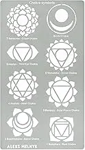 Aleks Melnyk No.415 Metal Stencil, Chakras, Mandala, Yoga, Symbols for Meditation, Om, Sacred Geometry, Template for Wood Burning, Pyrography Engraving, Bookmark, Crafts, Art, DIY