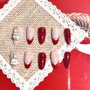 Christmas Gold Christmas Tree Snowflake French Press-On Nails