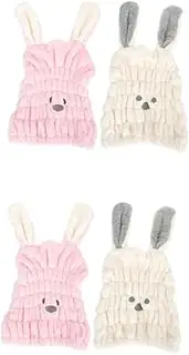 Healeved 2sets 2pcs Absorbent Hair Drying Caps Quick Drying Towels for Women Soft Fleece Bathing Hats for Home Gym Travel and Daily Use Cute Cartoon Design for All Hair 2pcs*2
