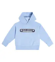 [Palm Angels Kids] Palm Angels Kids Logo cotton jersey hoodie Y 12 blue