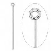 Eye Pin, 100 Silver Plated Brass 4" Long 21 Gauge Standard Eye Pins