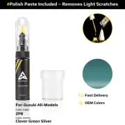 Touch Up Paint For Suzuki All Models ZP8 Clover Green Silver With Polish Paste