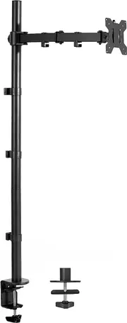 Single Monitor Desk Mount Stand 39in Pole, 13-32in Screens, Tilt/Articulate, Black
