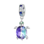 S925 Silver Hanging Faceted Mystic Crystal Sea Ocean Turtle Charm Pendant - AVILIA Designs