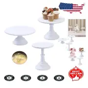 Elegant 3-Piece Wrought Iron Cake Stands Set with LED Lights - Matte White