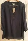 AUTOGRAPH Tunic Top SIZE 14 16 Deep Teal ROLL SLEEVE Office CASUAL Button Front