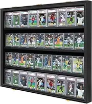 Graded Sports Card Display Case Lockable,Trading Card Collector Wall Display Holder for Baseball Basketball Football Hockey Cards, UV Protection Acrylic(Black)