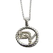 David Yurman 18" DY Logo Cable Collectables 18k White Gold/Diamonds Necklace NWT