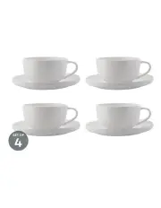 [Maxwell & Williams] Cashmere High Rim Demi Cup And Saucer 100ml Set of 4 in White