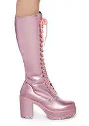 Lash Knee High Boots - Pink