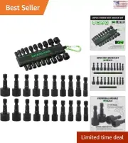 Nut Driver Set - 20pcs SAE and Metric - 1/4" Hex Shank - Compatible with Drills