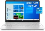 Latest HP Home and Business Laptop | 15.6" FHD Display | Intel i5-1135G7 4Cores | Intel Iris Xe Graphics | 32GB DDR4 1TB SSD | WiFi | HDMI | Type-C | RJ45 | Webcam | Backlit KB | Silver | Win11 Pro