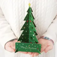 在飛比找ETMall東森購物網優惠-圣誕節松樹立體創意賀卡生日3D紙雕祝福小卡片可愛小樹信封裝飾