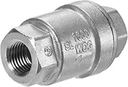 uxcell 1-Pack Stainless Steel Spring Check Valve, 1/4" NPT Unleaded in-Line Vertical WOG1000 One Way Non-Return Backflow Preventer Valve for Water Heater/Oil/Gas 2.3" l [Silver]