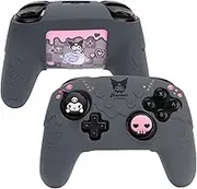 Kuitmor Controller Skin for Switch Pro Controller,Soft Silicone Controller Cover Case,Anti-Slip Controller Grip Protector for Switch Pro Controller with 2 Thumb Grip Caps and 2 Stickers (KLM-Black)