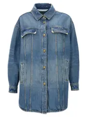 [Palm Angels] Palm Angels-Washed Logo Giacche Celeste-Donna XS Light Blue