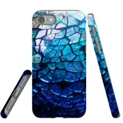 For iPhone SE (2020),8 & 7 Case Armoured Tough Cover,Blue Mirror