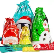 30PCS Christmas Drawstring Gift Bags, 4 Styles Christmas Wrapping Gift Bags L...