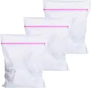 3PCS Honeycomb Mesh Laundry Bags With Zipper 50cm X 60cm Laundry Net Durable Fine Mesh Laundry Bags Reusable Suitable For Small Pieces Of Clothing Clothes Shoes Travel Storage Bags