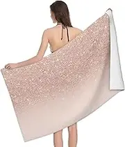 JBYJBX Rose Gold Wallpaper Print Beach Towel Quick Dry Sandproof Microfiber Beach Bath Towel for Travel Pool Camping
