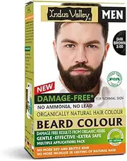Indus Valley Natural Organic Damage Free Beard Hair Color & Moustache, Beard Dye for Grey hair With Brush & Beard Oil Included (Dark Brown)