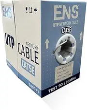 ENS Cat5e Ethernet Cable 1000ft - 24 AWG, CCA Ethernet Cable, FastReel, 350MHZ / Gigabit Speed UTP Bulk Cable, UL Listed (Grey)