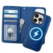 for iPhone 15 Pro Wallet Case Compatible with MagSafe Blue for MagSafe
