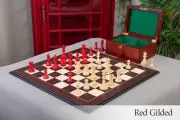 The Reykjavik II Series Chess Set, Box & Board Combination - Red Gilded