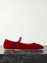 [Aeyde] Aeyde - Uma Velvet Mary Jane Ballet Flats - Red - IT40 IT 40 Red