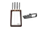 Global Hashira 5 Piece Knife Block Set - Walnut with Bonus Acuminate Adjustable