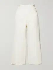 [Chloé] Chloé - Cropped Wool And Linen-blend Flared Pants - White - FR 38 FR 38 White
