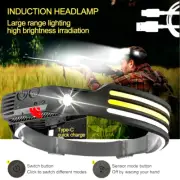 Rechargeable LED Induction Headlamp Headlight Torch Work Light Bar Head Band