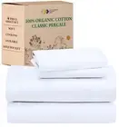 King Size Sheets Set - Soft 100% Organic Cotton, Crisp Percale Sheets with De...