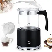 Transparent Milk Frother,Electric 4-in-1 Automatic Milk Steamer with Temp Control, Auto Shut-Off, Hot and Cold Milk Foamer for Coffee, Hot Chocolate, Iced Latte, Cappuccino Black