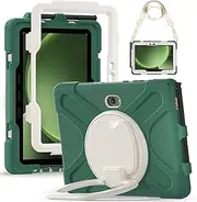Jarttarn Case for Samsung Galaxy Tab Active 5 Pro 10.1 inch 2025, Full-Body Heavy Duty Shockproof Protective Cover with 360° Rotating Stand/Handle Grip/Shoulder Strap (Green)