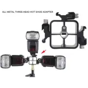 3in1 Triple Hot Shoe Tri-Hot Shoe Mount Adapter for Flash Light Stand Umbrella