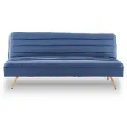 Sarantino 3 Seater Modular Linen Fabric Sofa Bed Couch - Dark Blue