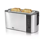 Extra Wide Long Slot 4 Slice Toaster with 6 Settings - Stainless Steel & Black