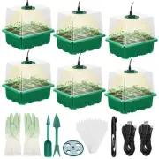 6 Packs Seed Starter Tray with Grow Light, Indoor Greenhouse Seeding Starter ...