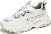 [Project Cloud] Chunky Platform Sneakers for Women - Lace-up Closure Womens Shoes & Womens Sneakers w/Textile - Dad Shoes for Women w/Memory Foam - Slip on Women's Fashion Sneakers (Coco)