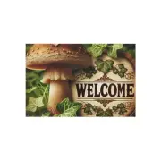 Outdoor Rug, Mushroom Welcome Mat - Unique Entryway Decor, Front Door Rug,