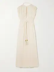 [Isabel Marant] Isabel Marant - Joya Braided Gathered Cotton-gauze Maxi Dress - Beige - FR 42 FR 42 Neutrals