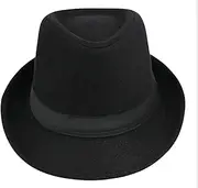 [KorhLeoh] Classic Fedoras-Hats Short Brim Panama Jazz Hat Trilby Fedora Hat for Men Women Costume Accessories