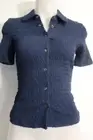 NWT Womens Veronica Beard Marine Teal Snap Button-Up Smocked Henri Top XS