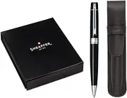 Sheaffer 300 Glossy Black Pen with Chrome-Plated Trim and Matching Pouch gift Set (Ballpoint)